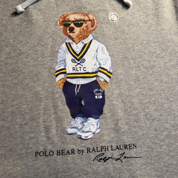 Ralph Lauren Colorblock Polo Bear Hoodie - Heather Gray, Mint, Pink & Blue - Picture 5 of 8